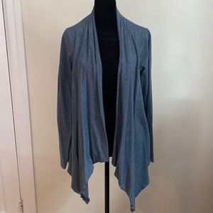 Blue open front cardigan. Front is longer than back. Front drapes perfectly!